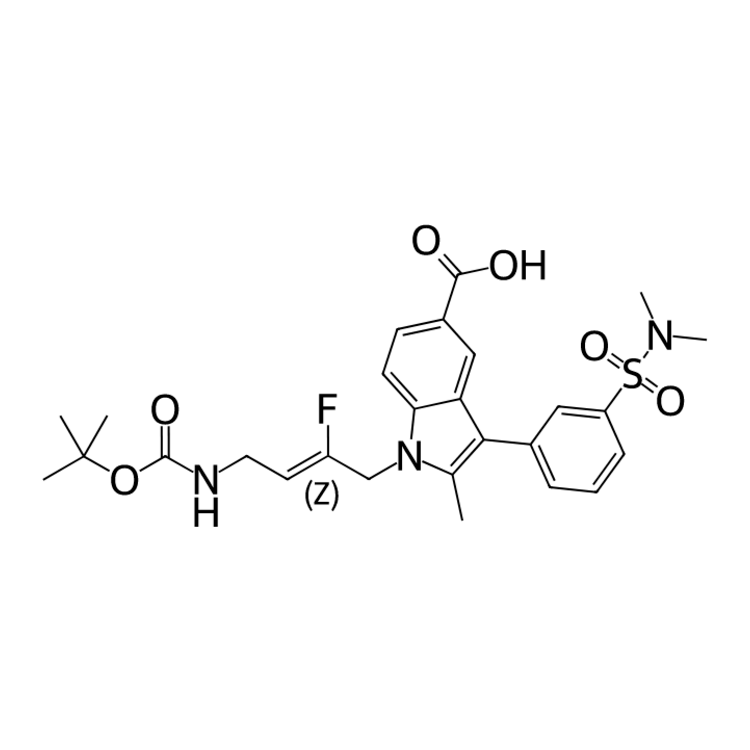 Structure of 2125957-07-3 | 1-[(2Z)-4-{[(tert-butoxy)carbonyl]amino}-2-fluorobut-2-en-1-yl]-3-[3-(dimethylsulfamoyl)phenyl]-2-methylindole-5-carboxylic acid