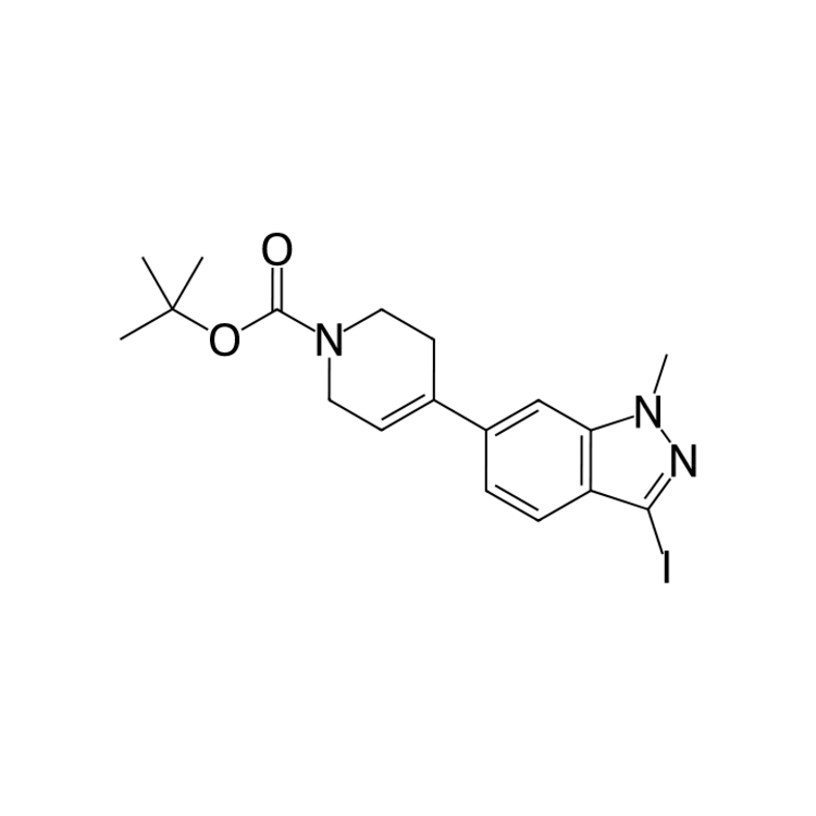 Structure of 2655646-42-5 | tert-butyl 4-(3-iodo-1-methyl-1H-indazol-6-yl)-3,6-dihydropyridine-1(2H)-carboxylate