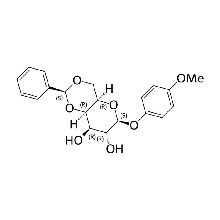 Structure of 176299-96-0 | (2S,4aR,6S,7R,8R,8aR)-6-(4-methoxyphenoxy)-2-phenylhexahydropyrano[3,2-d][1,3]dioxine-7,8-diol