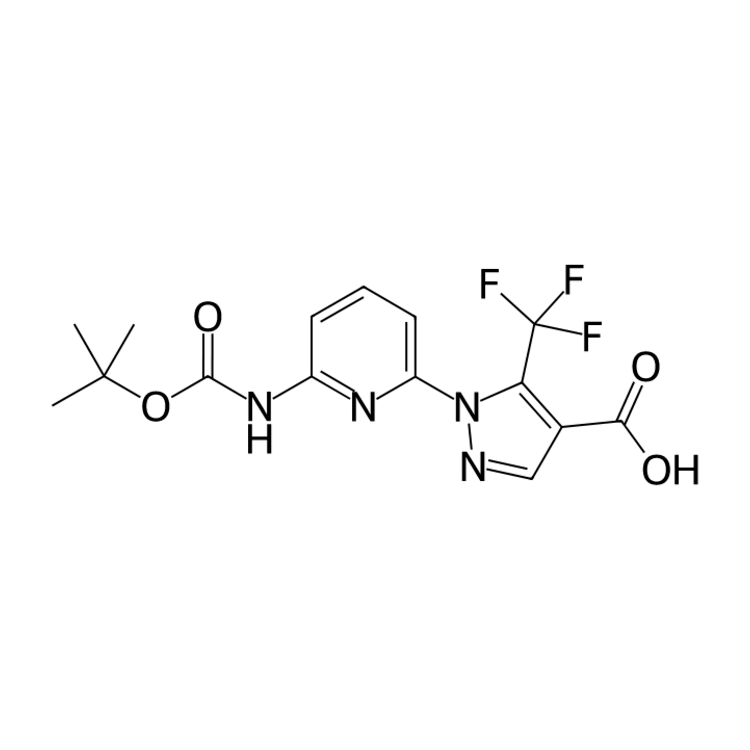 Structure of 2230279-67-9 | 1-(6-((tert-butoxycarbonyl)amino)pyridin-2-yl)-5-(trifluoromethyl)-1H-pyrazole-4-carboxylic acid